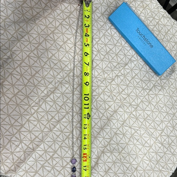 Touchstone Crystal Purple and Silver Necklace with Geometric Design - Picture 4 of 6